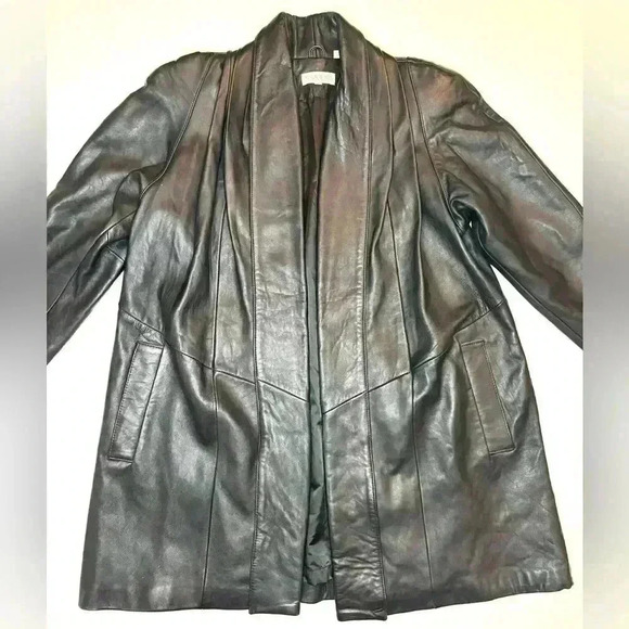 SSATORI Womens Open Front  Vintage Leather Jacket Size Large - Picture 3 of 10